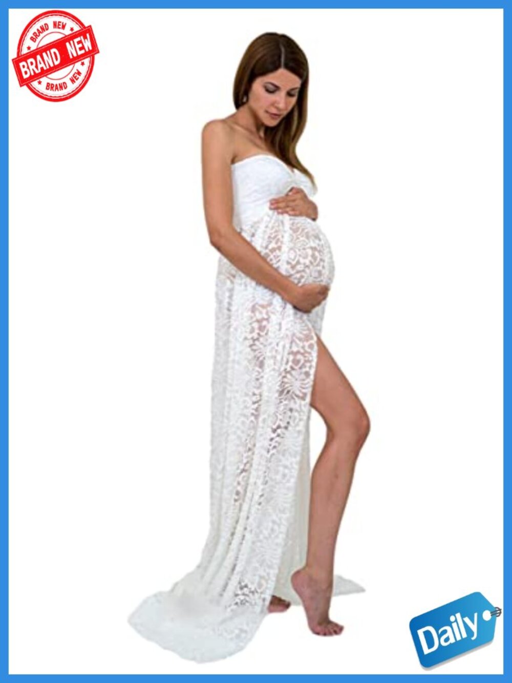 Maternity Off Shoulder Chiffon Gown Photoshoot Maxi Dress Split Front